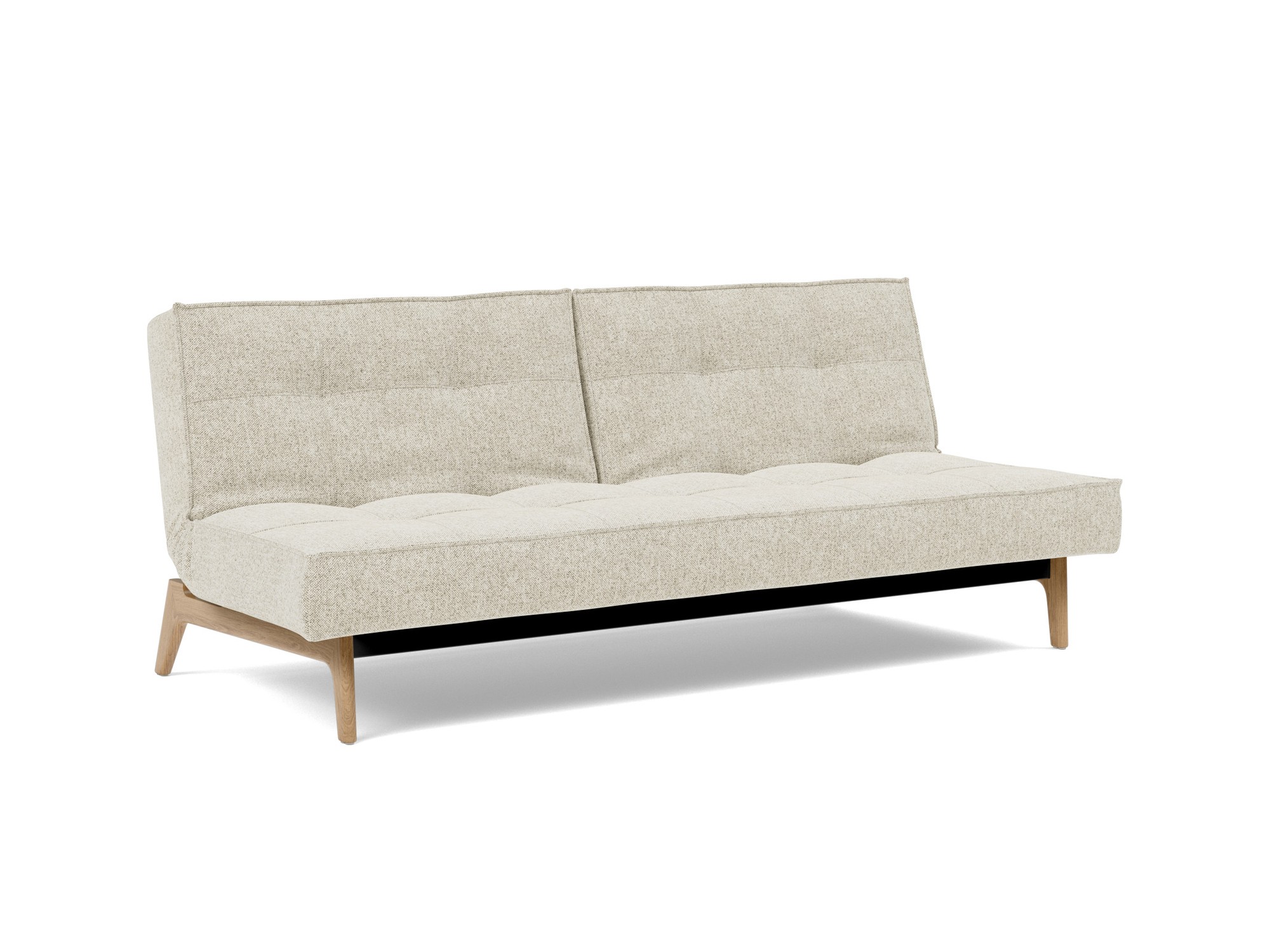 Schlafsofa Splitback Strukturierter Stoff Taura 357-Off-White Beine Eiche