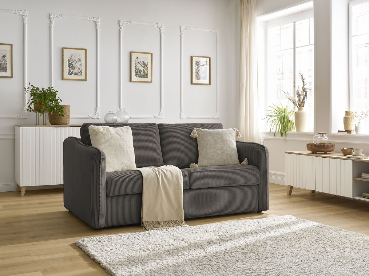 Bobochic Lenny Schlafsofa 3-Sitzer Cordsamt Taupe