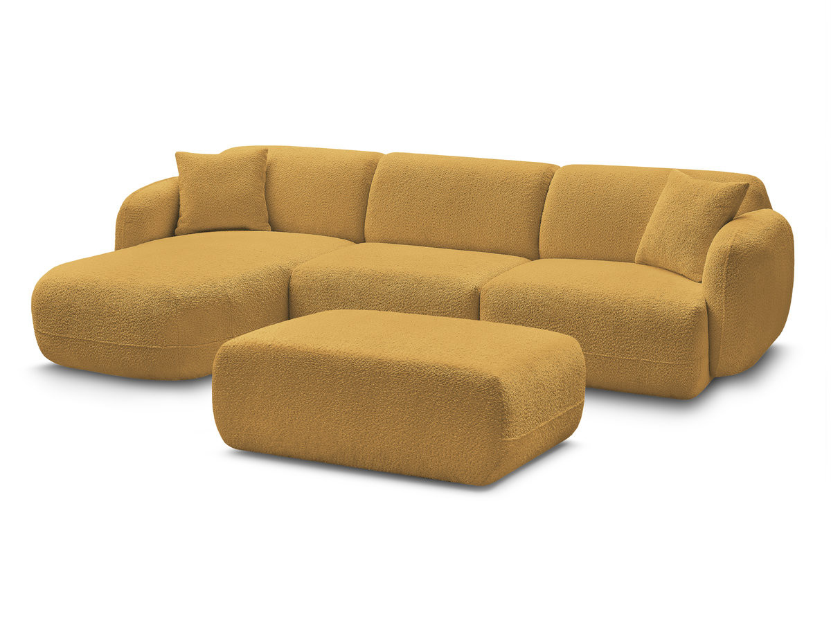 Bobochic Anda Ecksofa mit Pouf 292 × 163 cm Chenille Gelb Ecke links