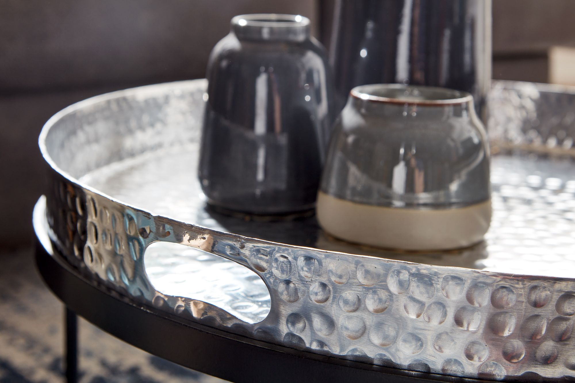 Satztisch 2er-Set Grafarholt Aluminium Silber Ø 56 cm