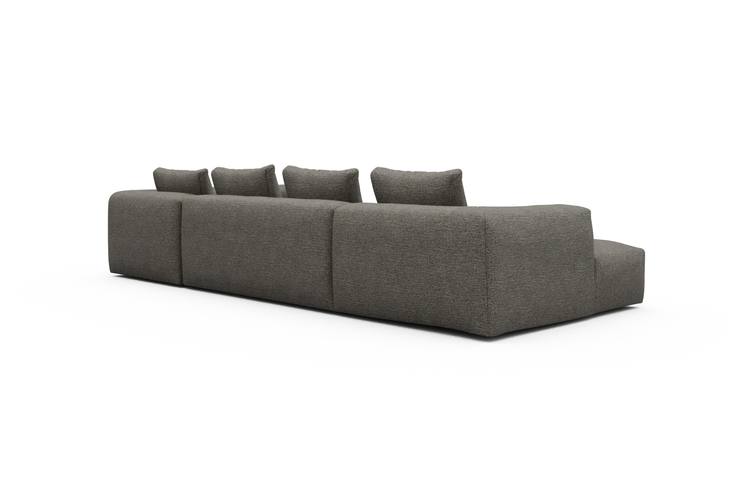 Wohnlandschaft Fred Chaiselongue links mit 2-Sitzer und lange Armlehne rechts Carreno-Sepie-Brown