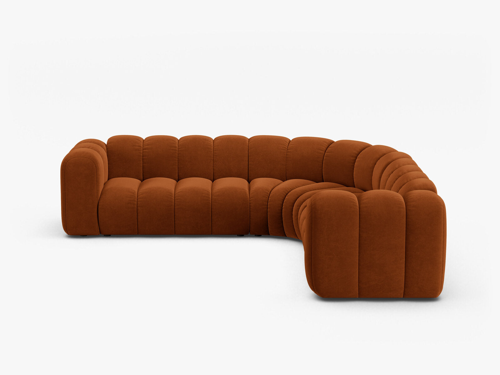 Micadoni symmetrisches Ecksofa Lupine 5-Sitzer mittelgroß Samt Salvador Terrakotta