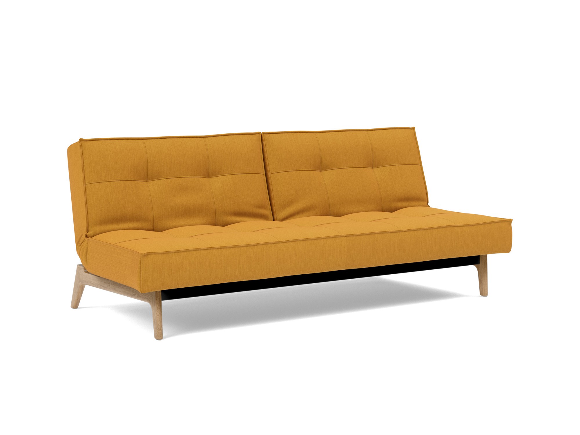 Schlafsofa Splitback Flachgewebe Elegance 507-Burned-Curry Beine Eiche