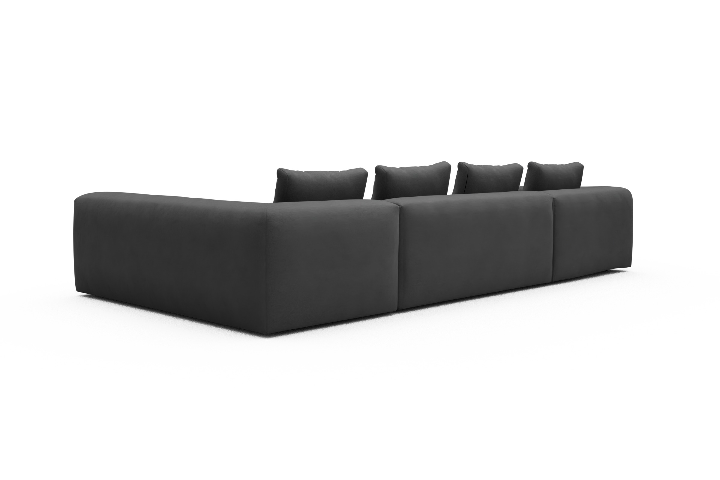 Wohnlandschaft Fred Chaiselongue links mit 2-Sitzer und lange Armlehne rechts Satya-Zinc