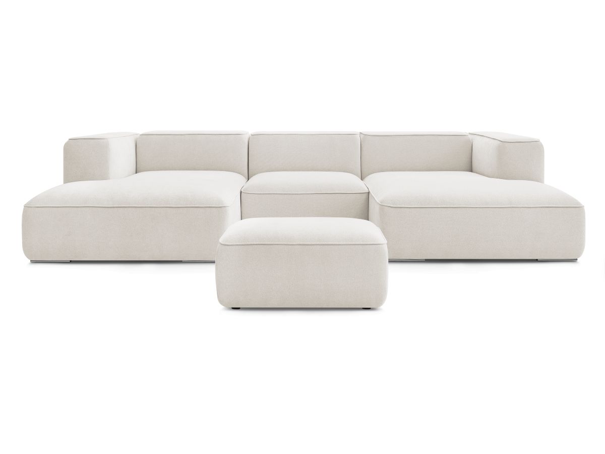 Bobochic Zephyr Wohnlandschaft mit Pouf Strukturstoff Weiß