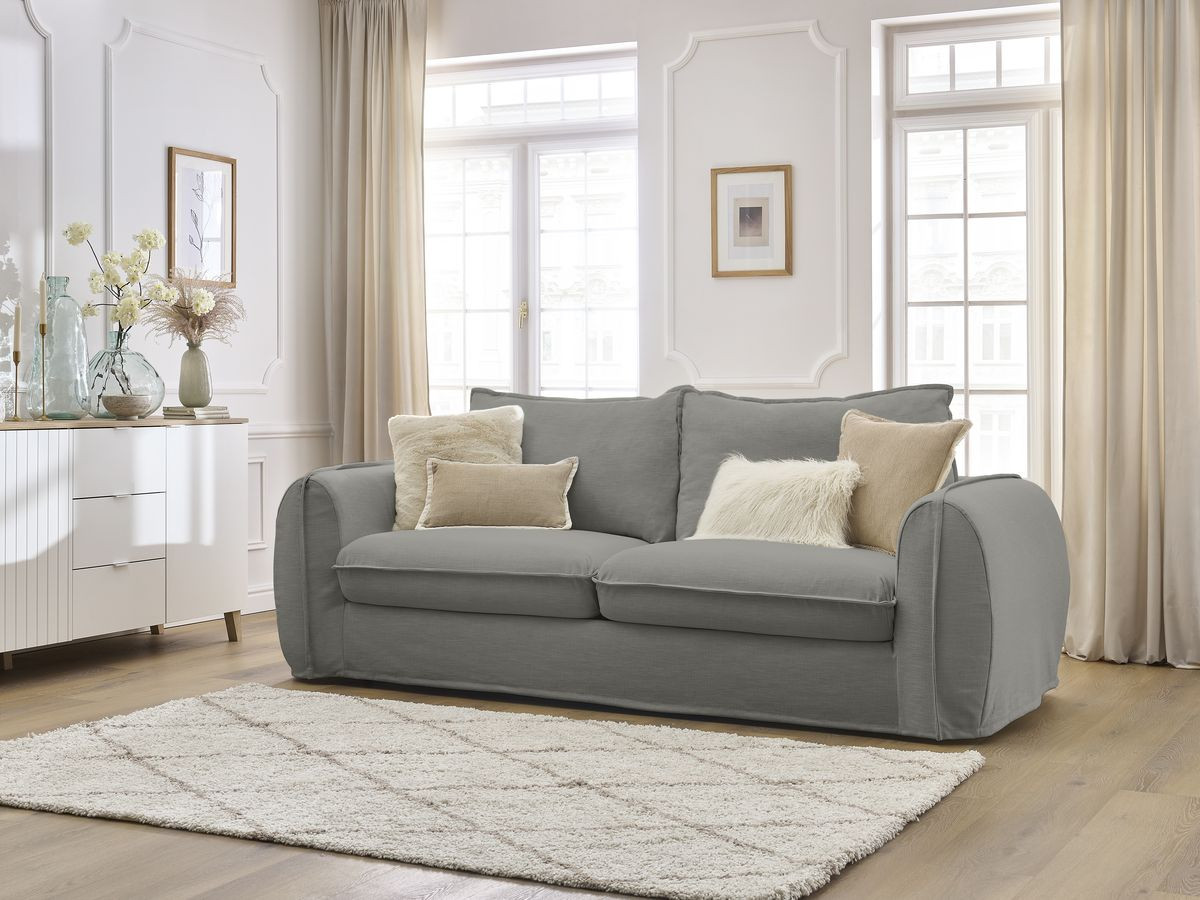 Bobochic Archimede Schlafsofa 3-Sitzer Stoff Dunkelgrau, Liegefläche 140 × 194 cm
