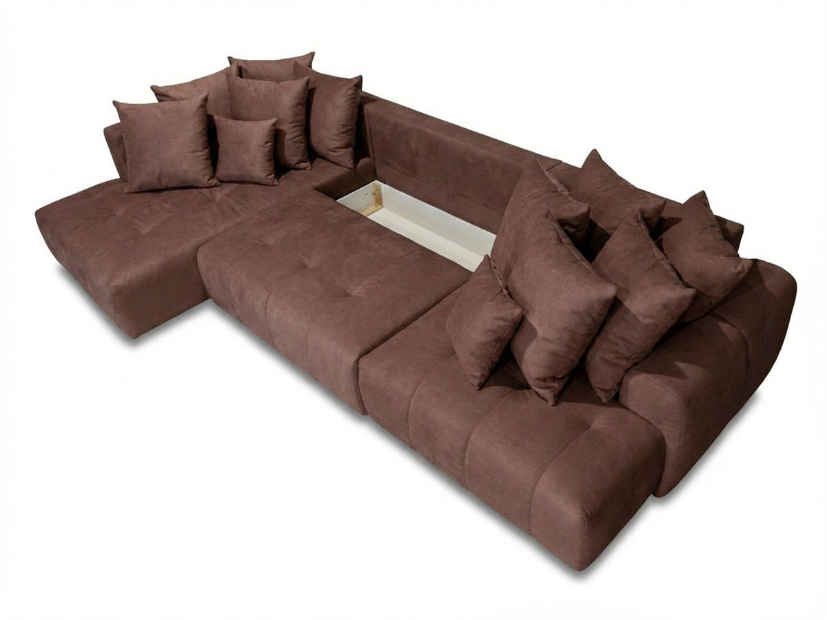 Bobochic Roxelane Wohnlandschaft mit Pouf Melange-Stoff Rot Ecke rechts