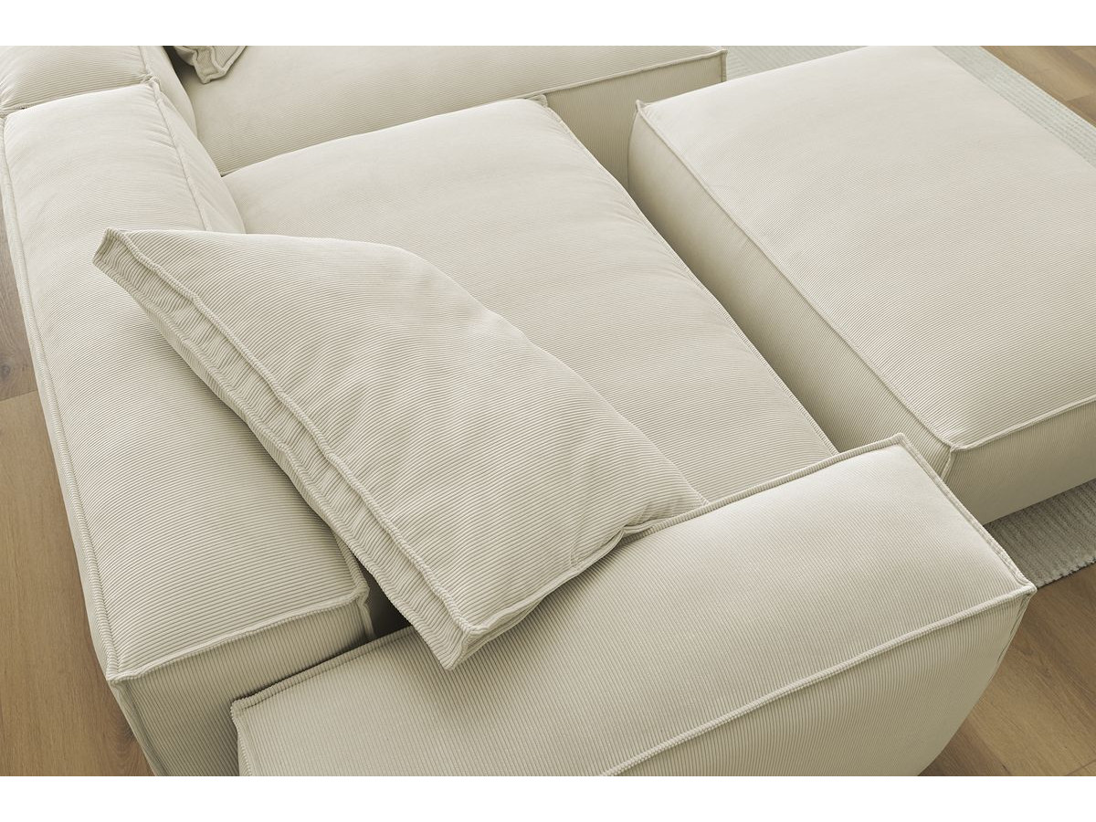 Bobochic Boheme Ecksofa mit Pouf Cordsamt Beige