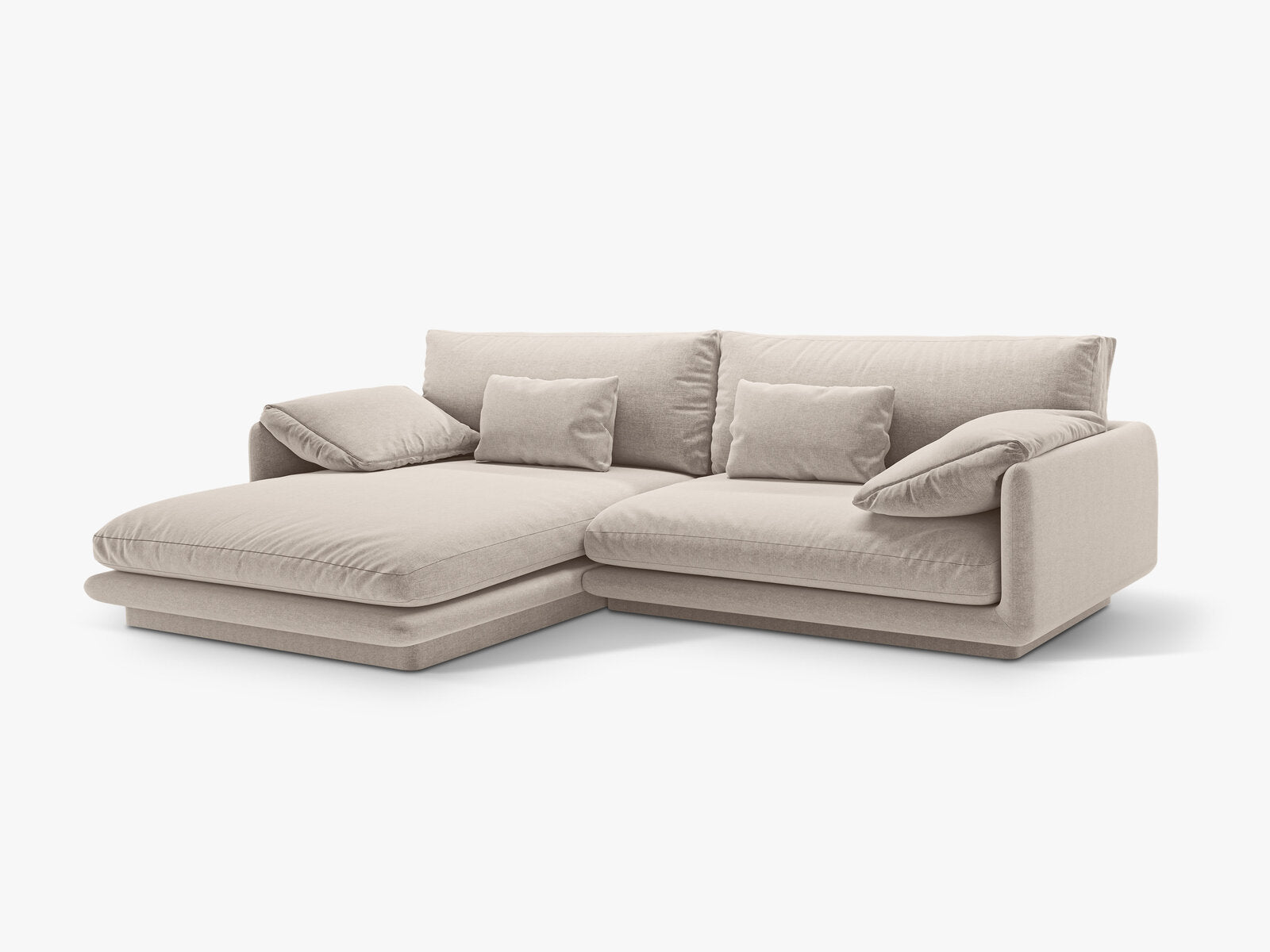 Micadoni Ecksofa Torino 4-Sitzer Links Strukturierter Stoff Helles Beige