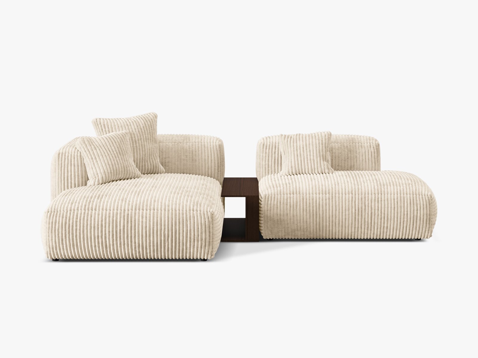 Micadoni Ecksofa Martina 2-Sitzer mit Couchtisch Links Kord Helles Beige