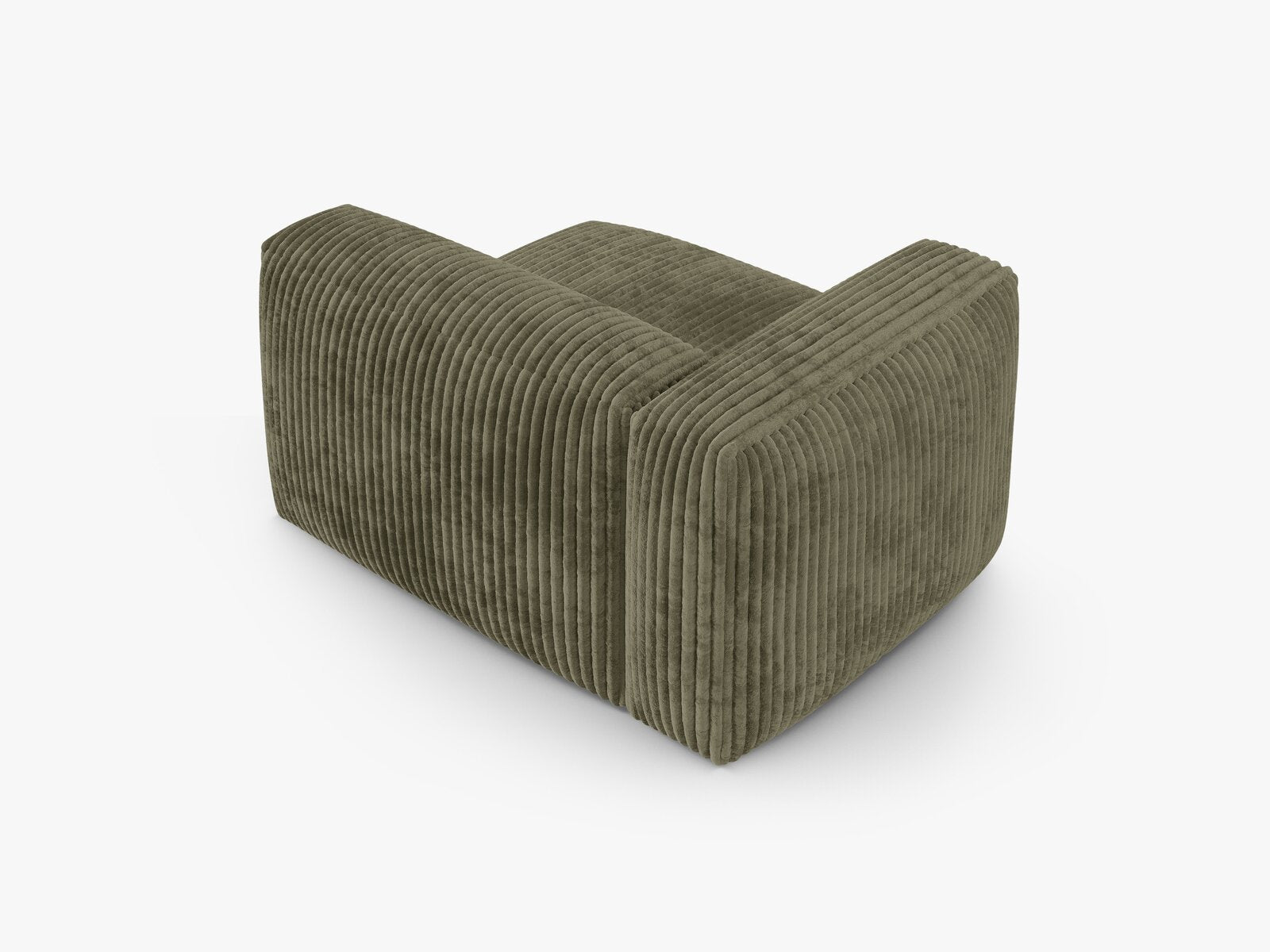 Micadoni Eckmodul mit Armlehne Martina 1-Sitzer 90cm Sitztiefe Links Kord Tilia Moßgrün