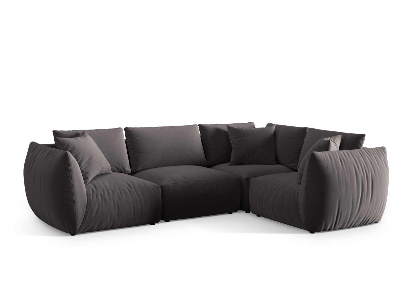 Micadoni Ecksofa Chris 4-Sitzer Rechts Samt Dunkelgrau
