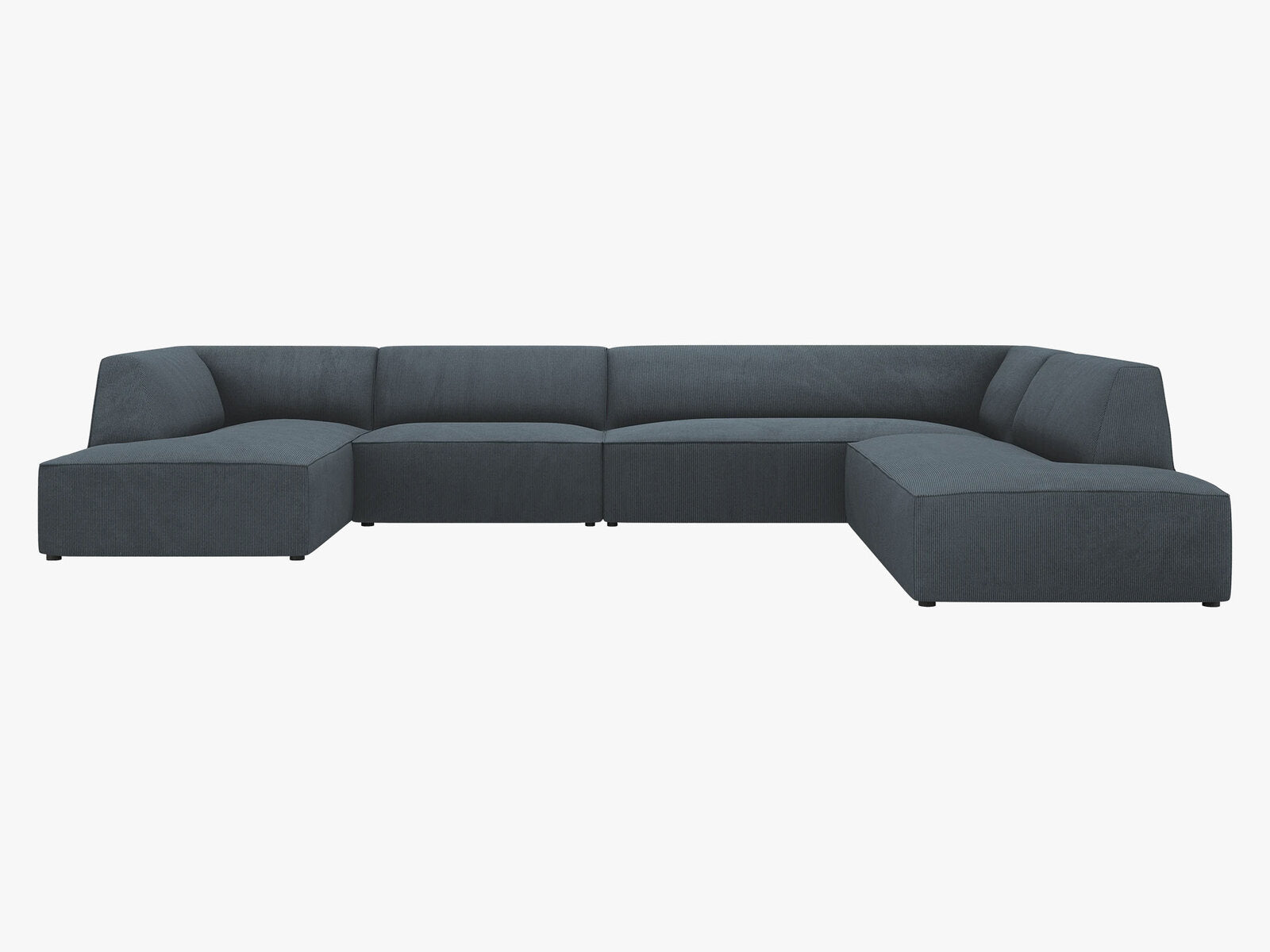 Micadoni Panorama-Ecksofa Ruby 7-Sitzer Rechts Kord Scala Blau