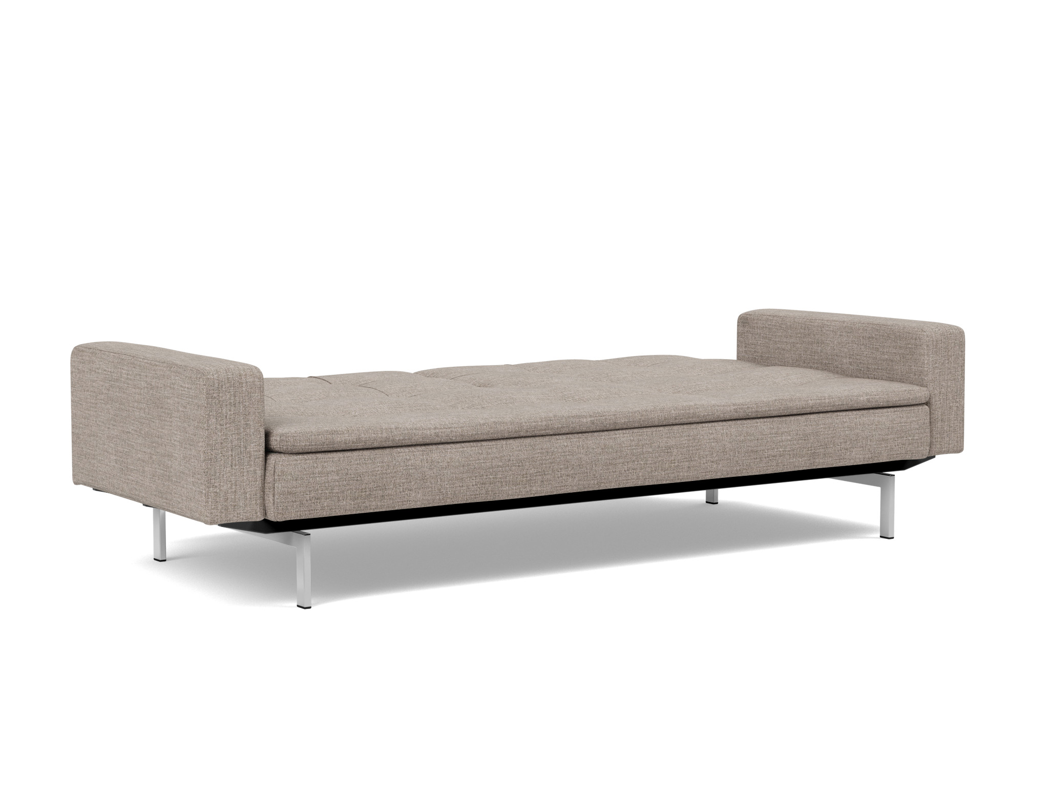 Schlafsofa Dublexo mit Armlehnen Chenille Yuveno 472-Warm-Grey Beine Chrom