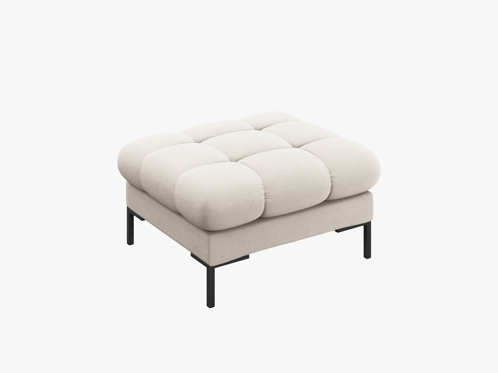 Micadoni Hocker Mamaia 1-Sitzer Strukturierter Stoff Neve Beige schwarze Beine