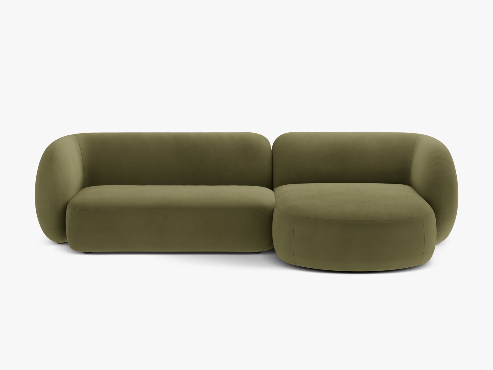 Micadoni Ecksofa Kate 3-Sitzer Rechts Samt Grün
