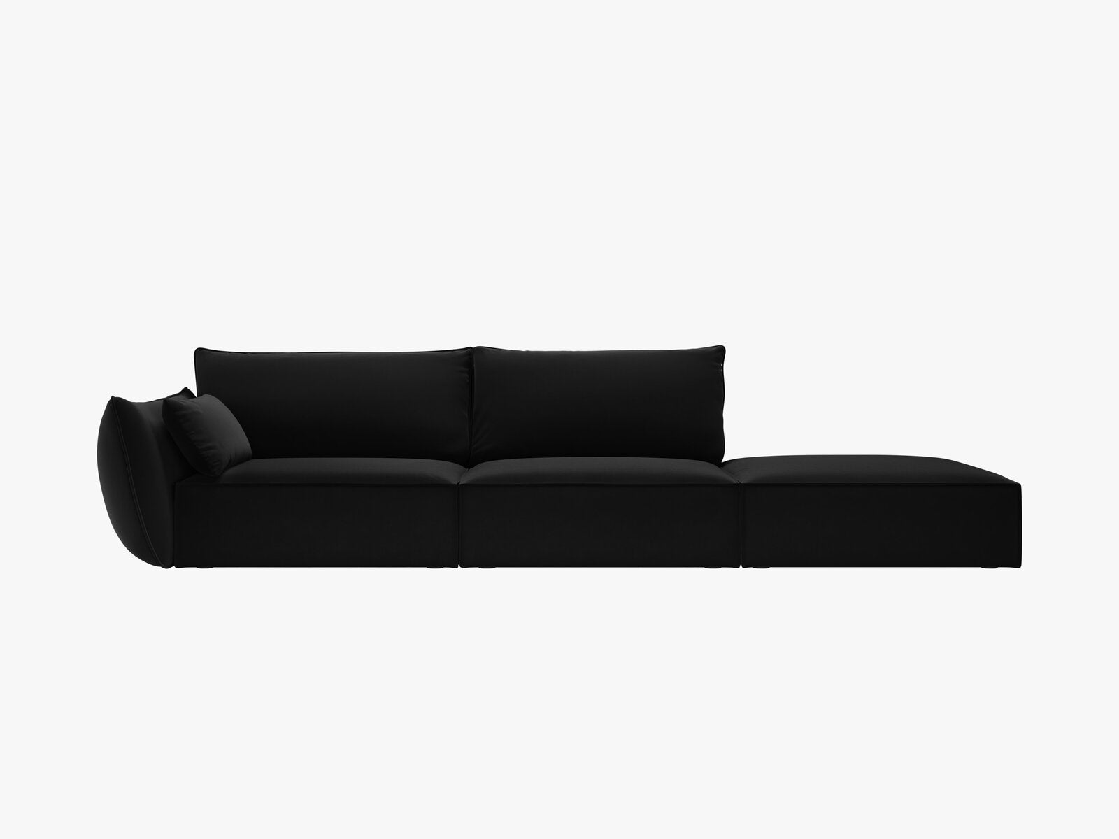 Micadoni Sofa Kaelle 4-Sitzer Rechts Samt Bluvel Schwarz