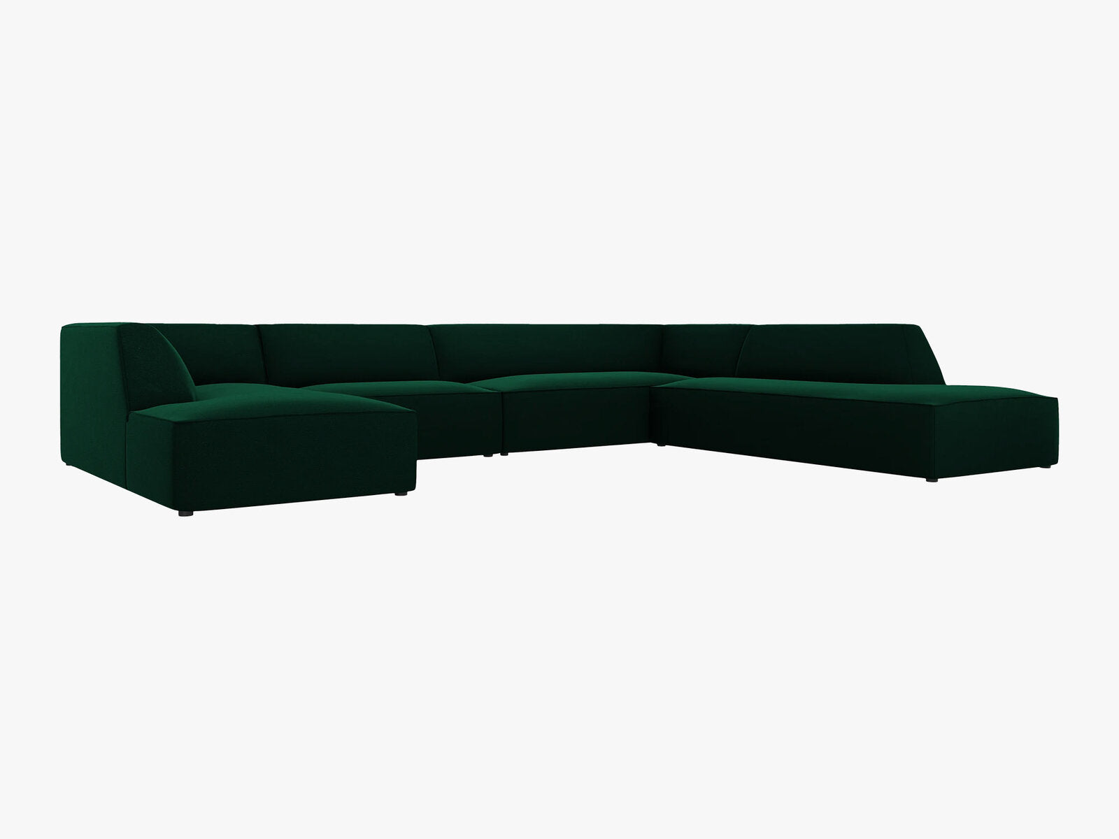 Micadoni Panorama-Ecksofa Ruby 7-Sitzer Rechts Samt Salvador Flaschengrün
