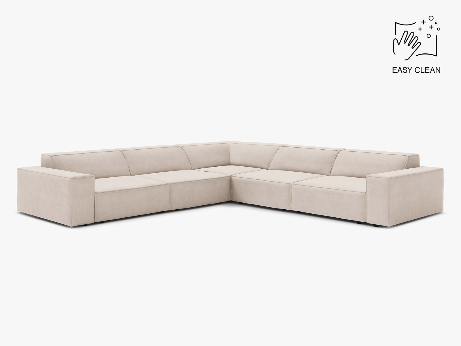 Micadoni Symmetrisches Ecksofa Jodie 6-Sitzer Samt Venus Helles Beige