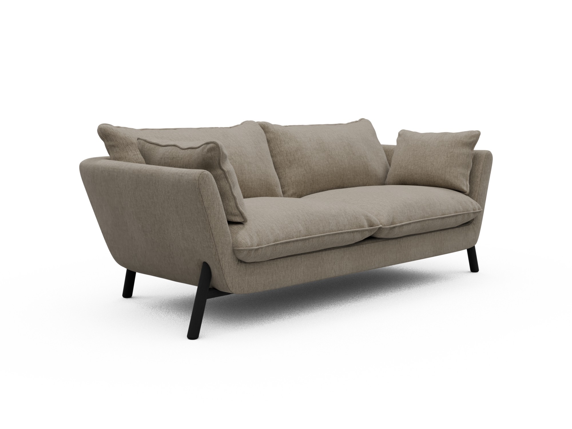 Skandi Home Sofa Emil Soft 2-Sitzer Beinfarbe Eiche Schwarz Smooth-Beige moebelfaktor