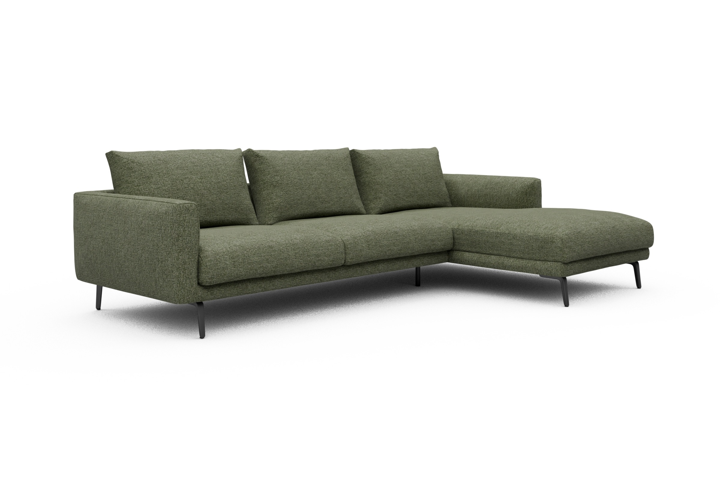 Ecksofa Karl Chaiselongue rechts mit 2,5-Sitzer Carreno-Vivid-Green