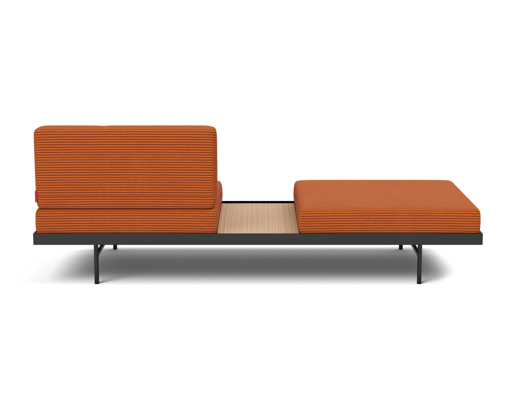 Tagesbett Puri Kord Corduroy 595-Burnt-Orange Beine mit Eichentisch