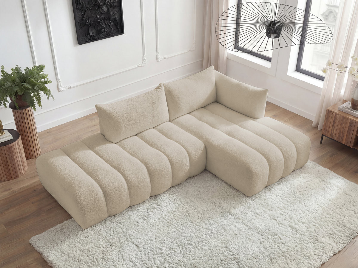 Bobochic Azra Ecksofa 319 × 178 cm Bouclé-Stoff Beige Ecke rechts