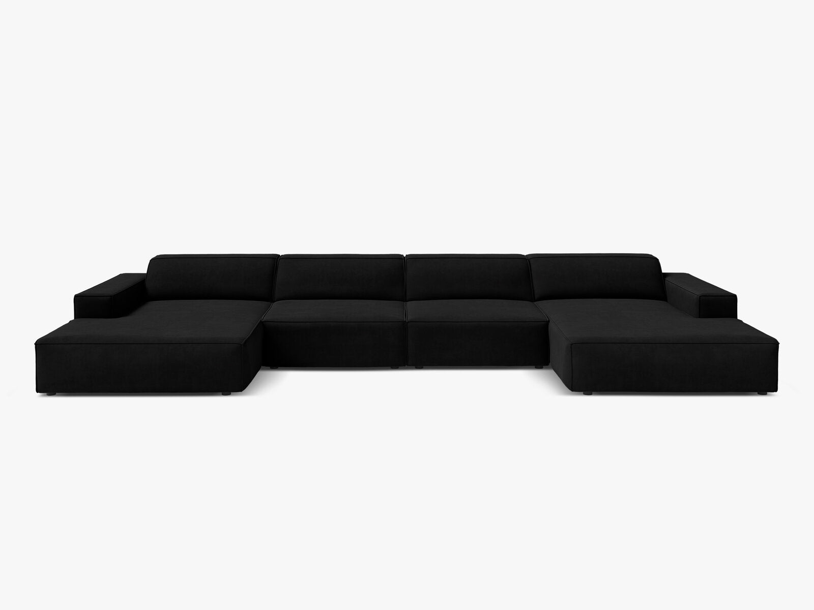 Micadoni Panorama-Sofa Jodie 6-Sitzer Samt Bluvel Schwarz