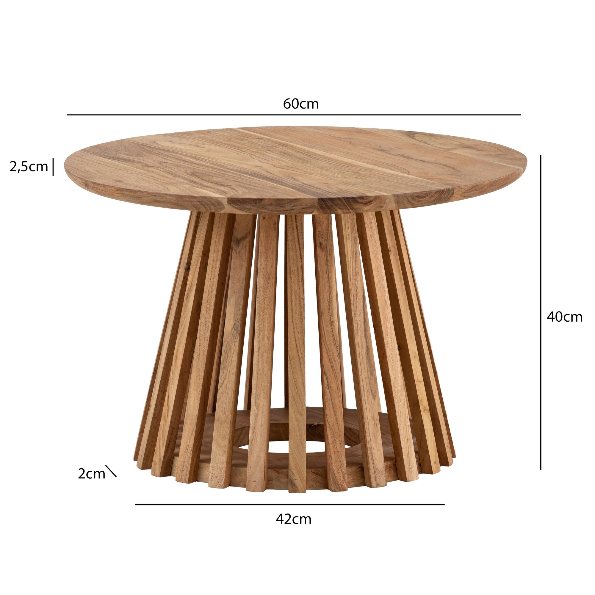 Couchtisch Ytrebygda Massivholz Akazie Ø 60 cm