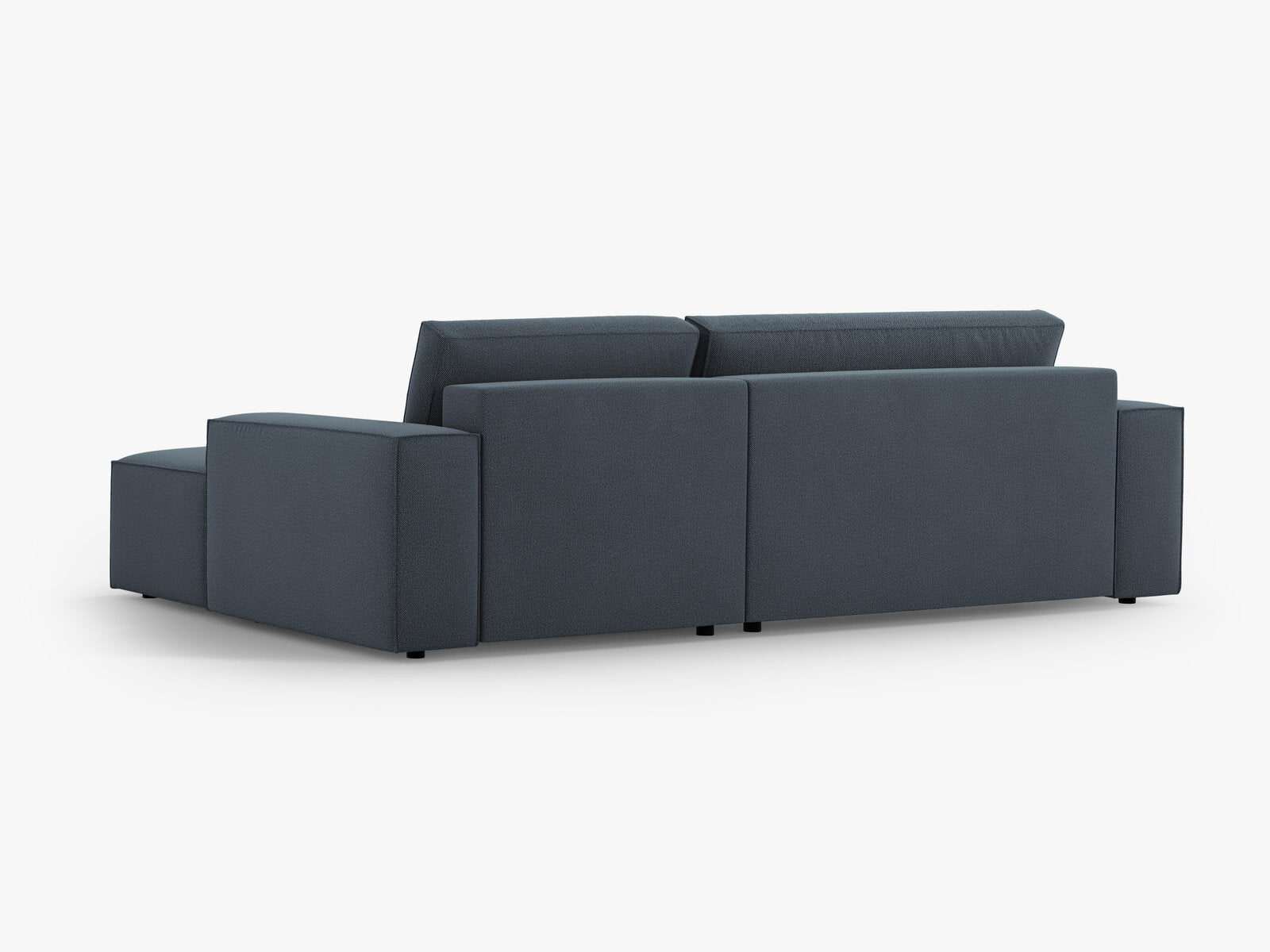 Micadoni Schlaf-Ecksofa Jodie 3-Sitzer Rechts Strukturierter Stoff Blau