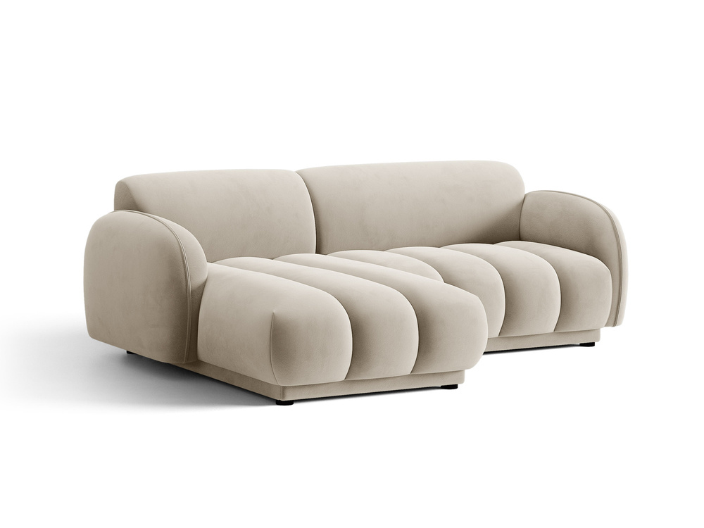 Cosmopolitan Design Ecksofa Bilbao 3-Sitzer kleine Version Samt Casino Helles Beige Links