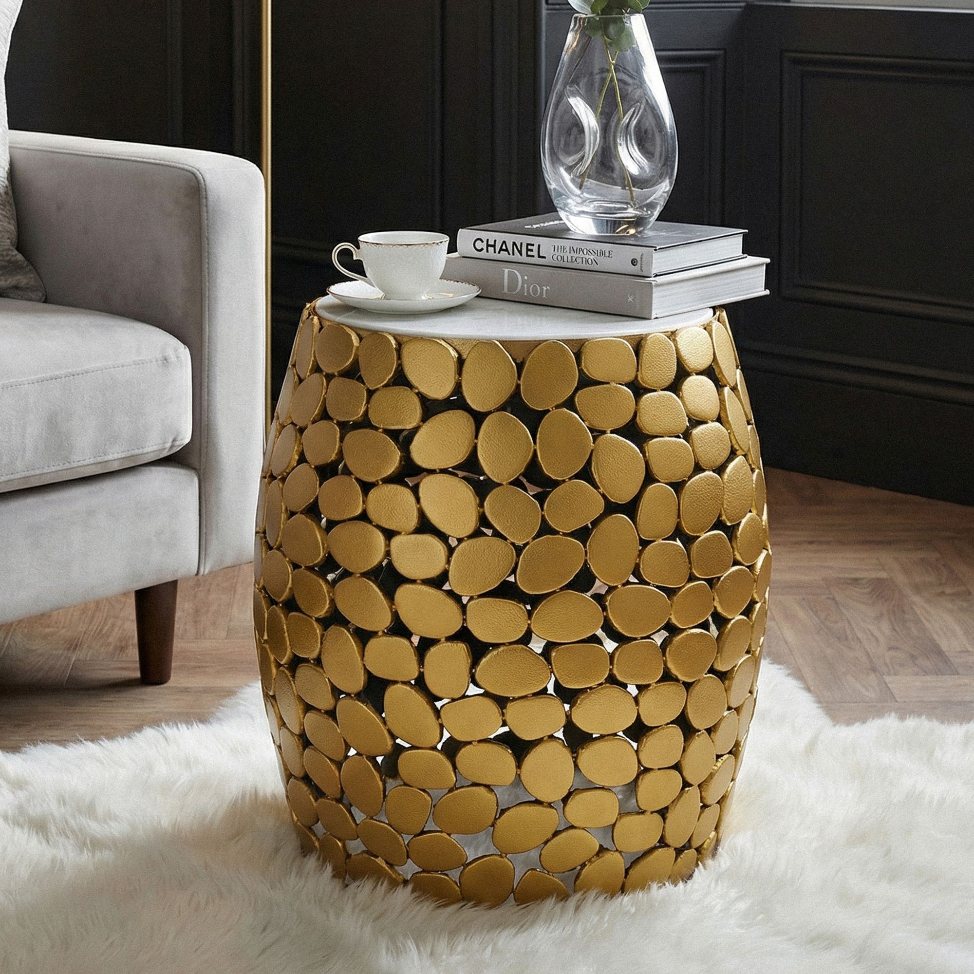 Beistelltisch Borga Marmor Gold Ø 40 cm