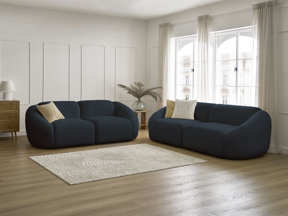 Bobochic Tina Sofa 5-Sitzer Bouclé-Stoff Dunkelblau