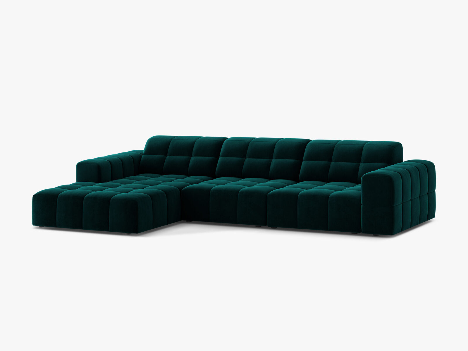 Micadoni Ecksofa Jennifer 4-Sitzer Links Samt Venus Dunkel Petrol
