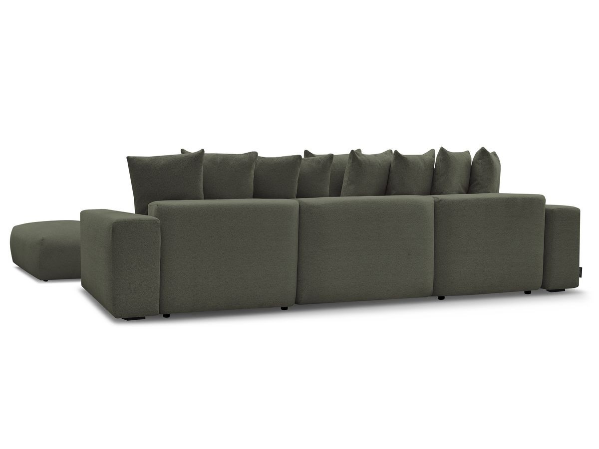 Bobochic Voltaire Wohnlandschaft mit Pouf 420 × 174 cm, Liegefläche 135 × 345 cm Melange-Stoff Grün