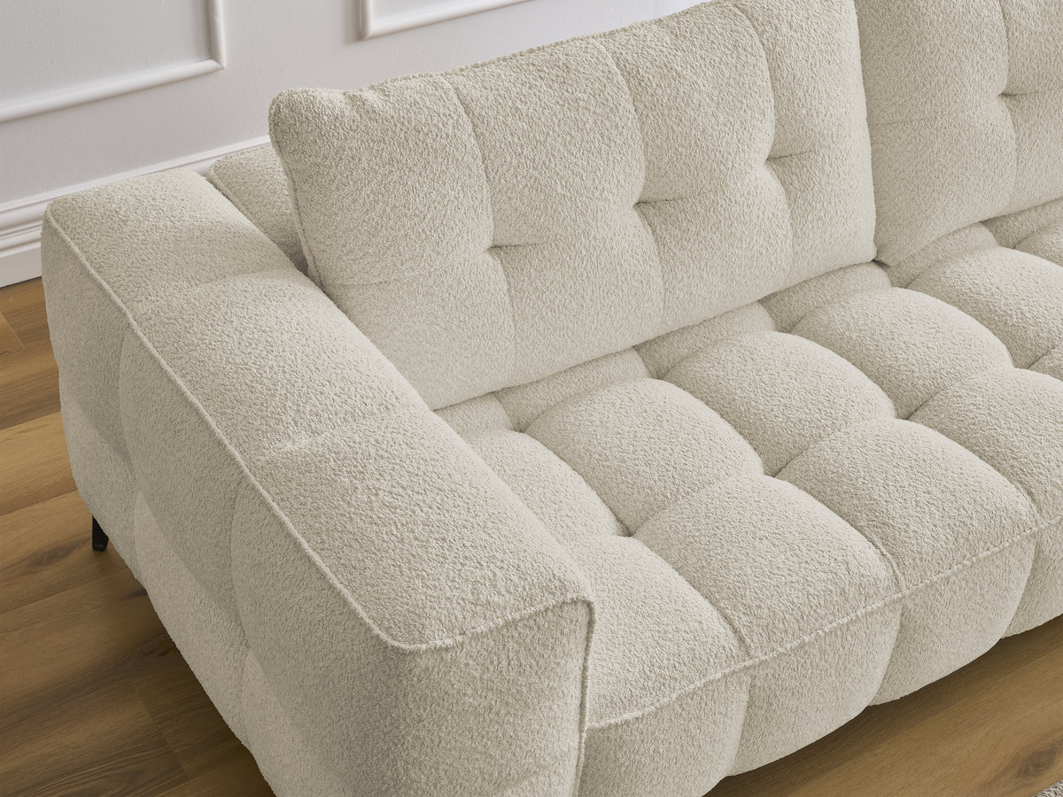 Bobochic Anis Sofa 3-Sitzer mit Pouf Bouclé-Stoff Beige