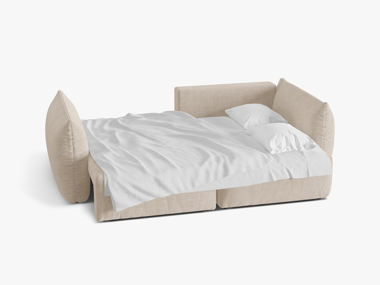 Micadoni Bloom Ecksofa 3-Sitzer mit Schlaffunktion Rechts Strukturierter Stoff Wind Helles Beige