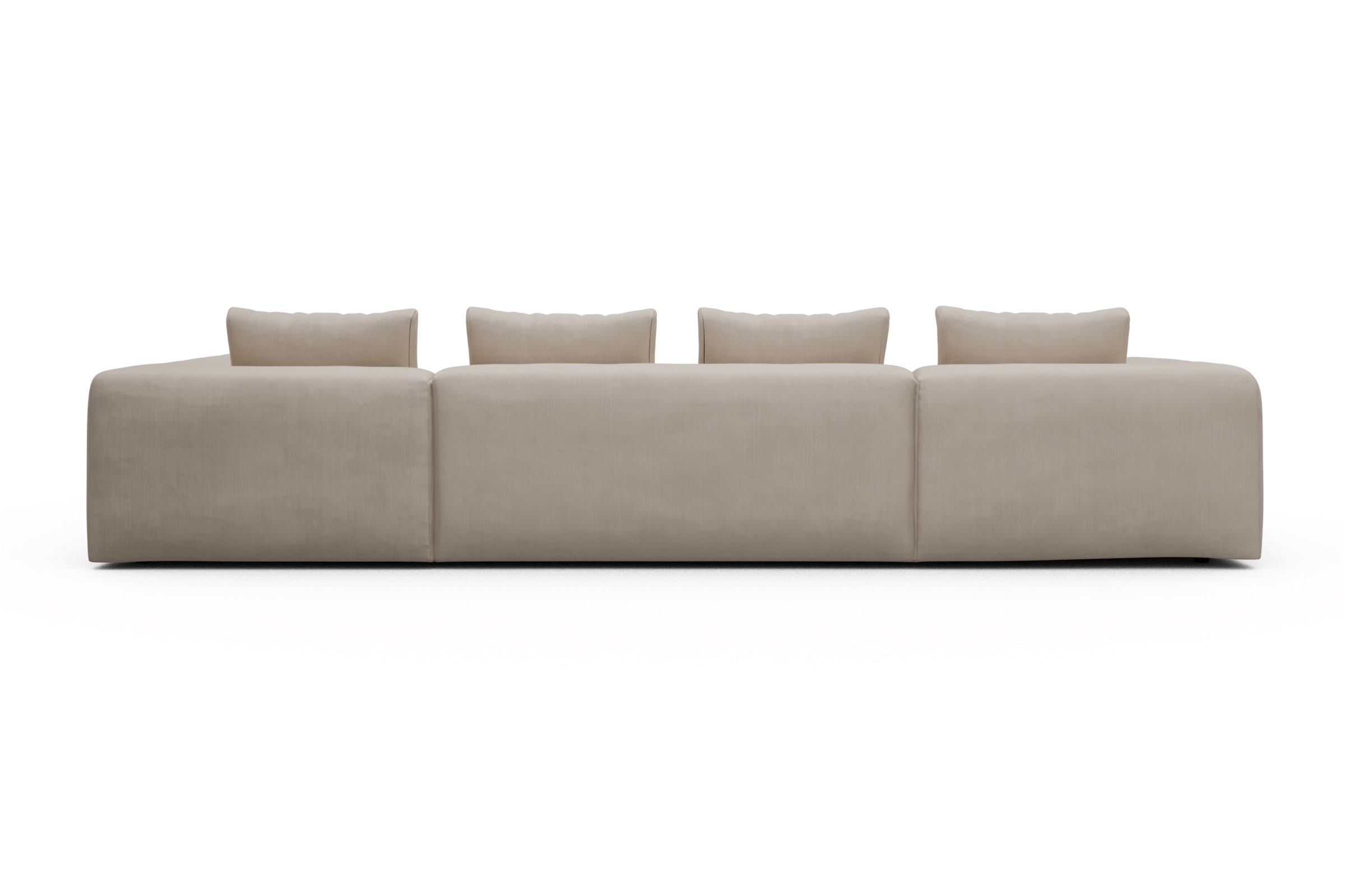 Wohnlandschaft Fred Relax-Ecke rechts mit 2-Sitzer und Chaiselongue links Cordufine-Off-White