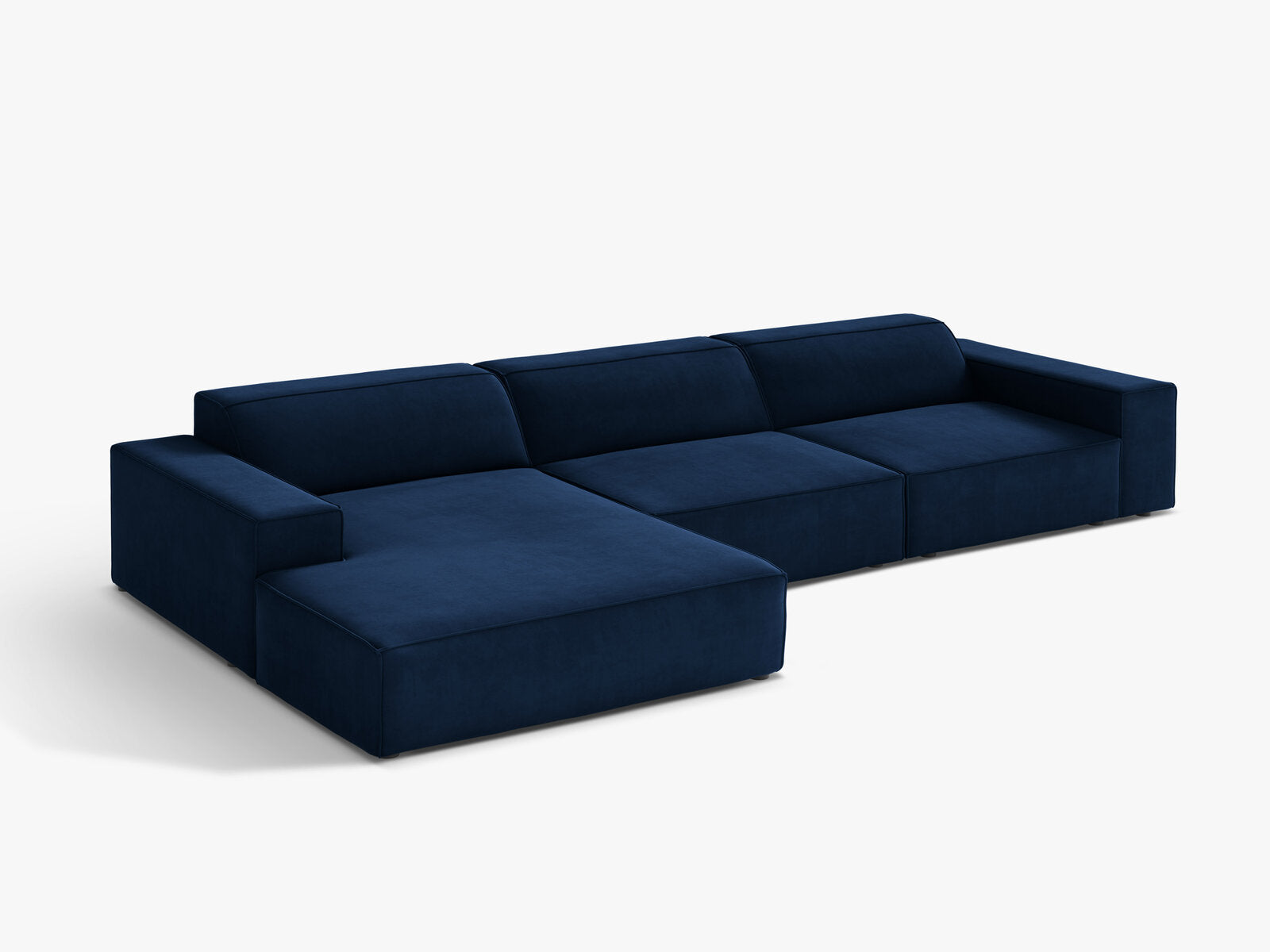 Micadoni Ecksofa Jodie 4-Sitzer Links Samt Bluvel Königsblau