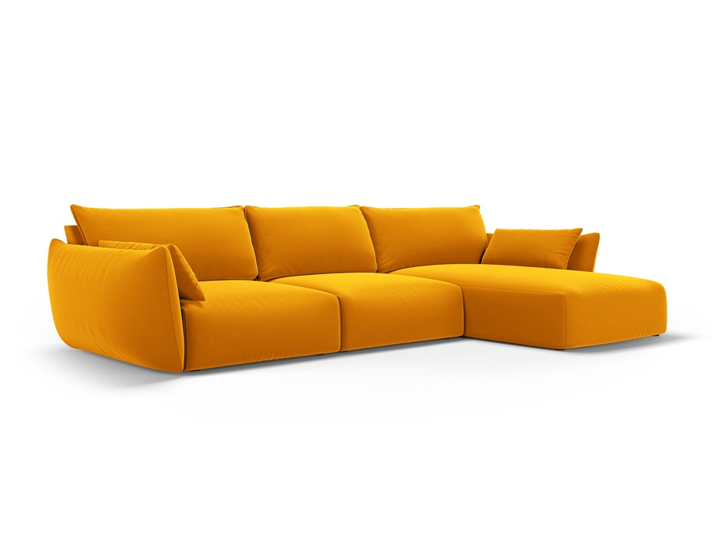 Cosmopolitan Design Ecksofa Matera 4-Sitzer Samt Salvador Gelb Rechts