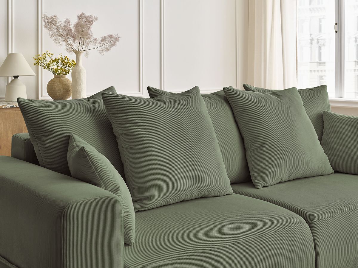Bobochic Sidonie Schlafsofa 3-Sitzer mit Bettkasten Cordsamt Grün