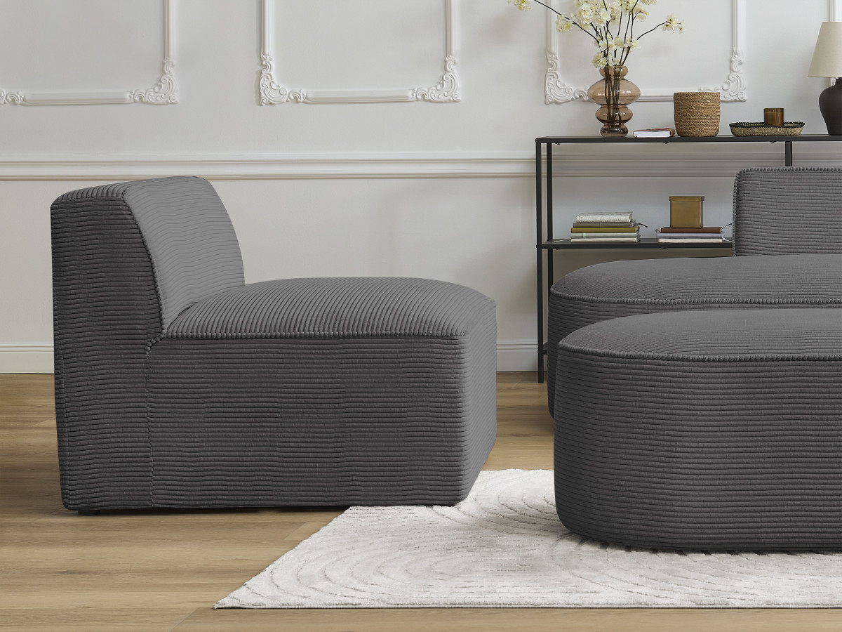 Bobochic Rousseau Sofamodul 1-Sitzer Cordsamt Dunkelgrau