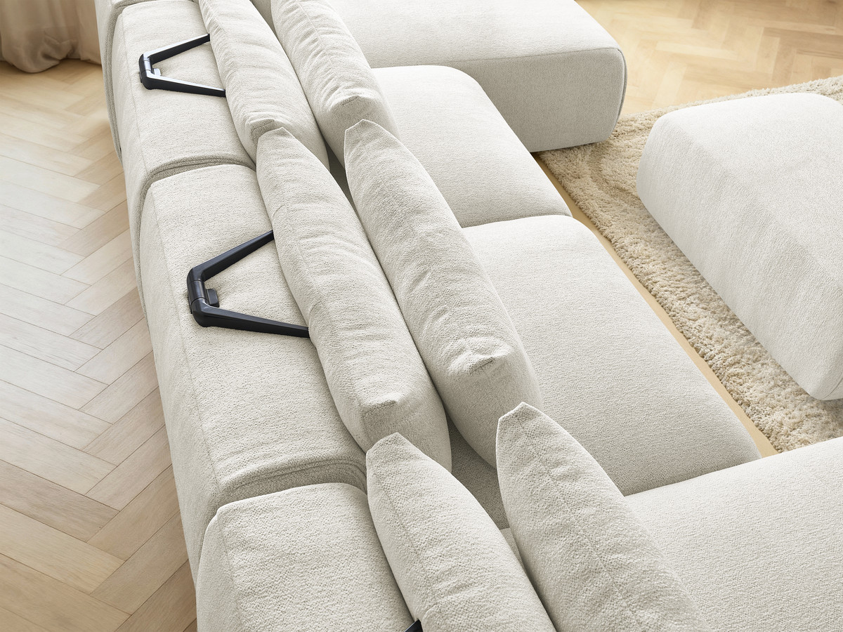 Bobochic Jana Wohnlandschaft mit kleinem Pouf Melange-Stoff Weiß