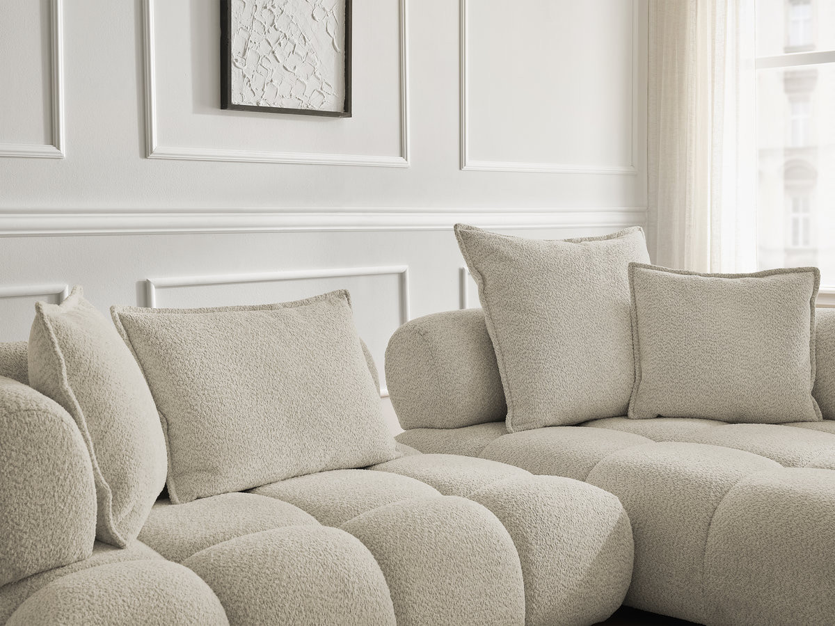 Bobochic Alya Ecksofa Bouclé-Stoff Beige Ecke rechts