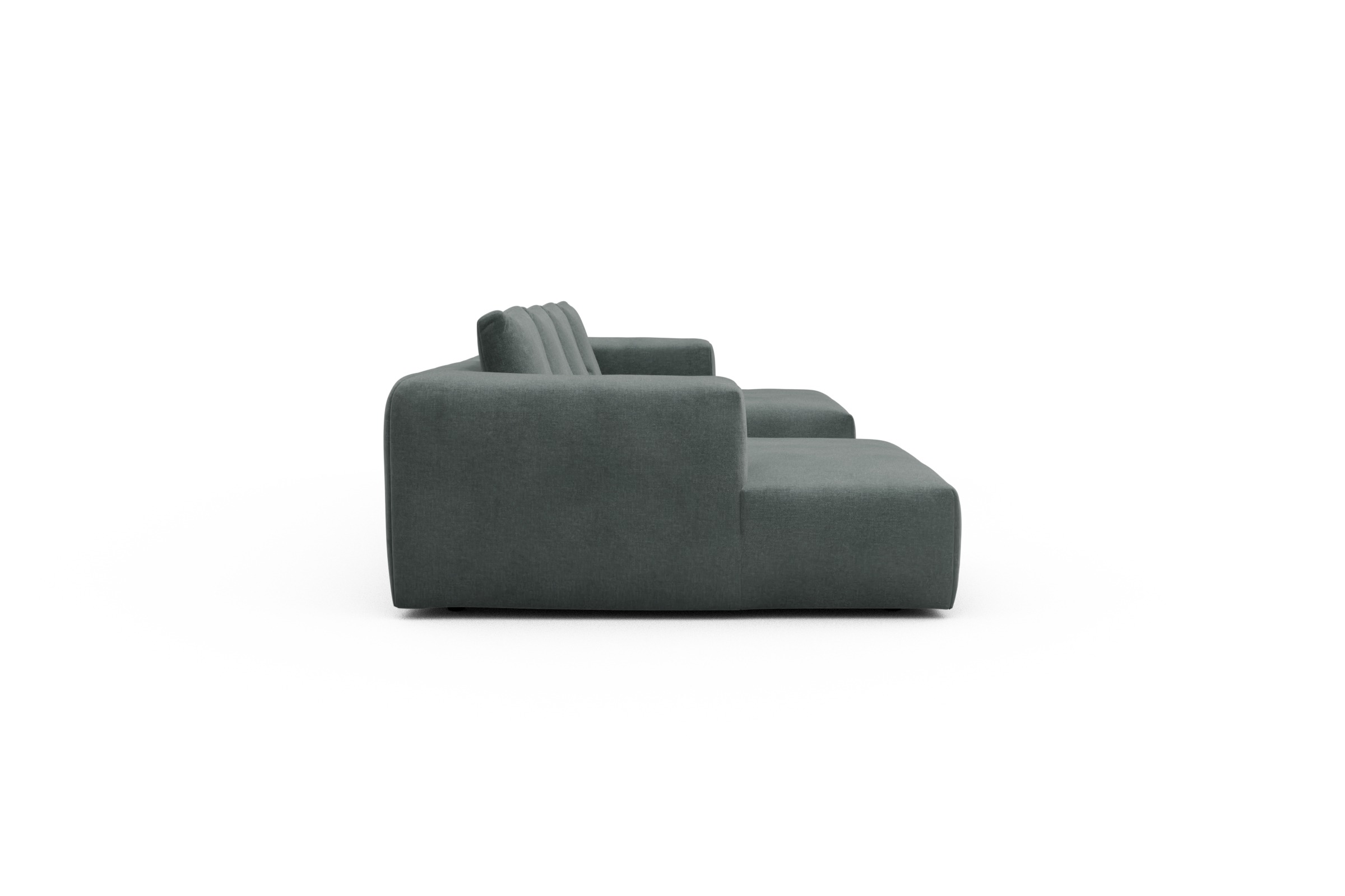 Wohnlandschaft Fred mit 2-Sitzer und Chaiselongue beidseitig Smooth-Silver-Grey