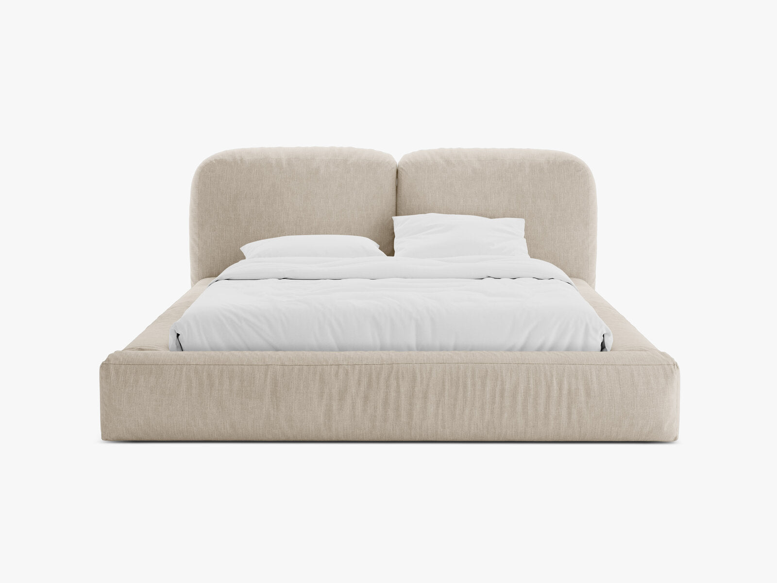Micadoni Stauraumbett mit Kopfteil Martina Strukturierter Stoff Boston Helles Beige 200x200