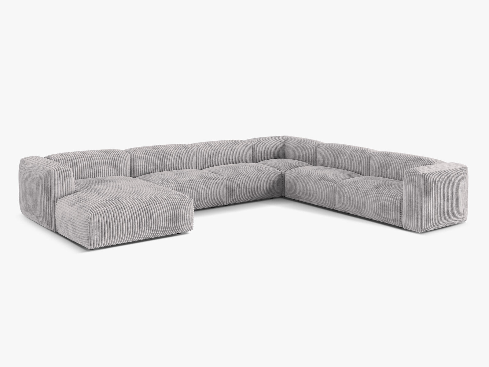 Micadoni modulares Ecksofa XL Martina 6-Sitzer Rechts Kord Tilia Hellgrau