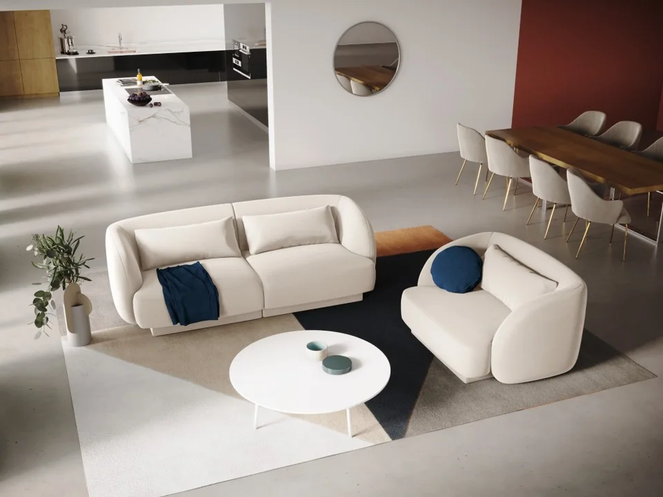 Cosmopolitan Design Sessel Tulum Samt Bluvel Helles Beige