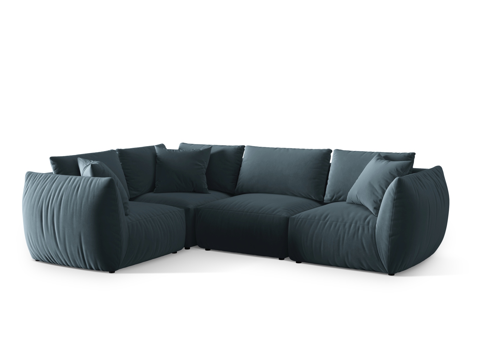 Micadoni Ecksofa Chris 4-Sitzer Links Samt Pastellblau
