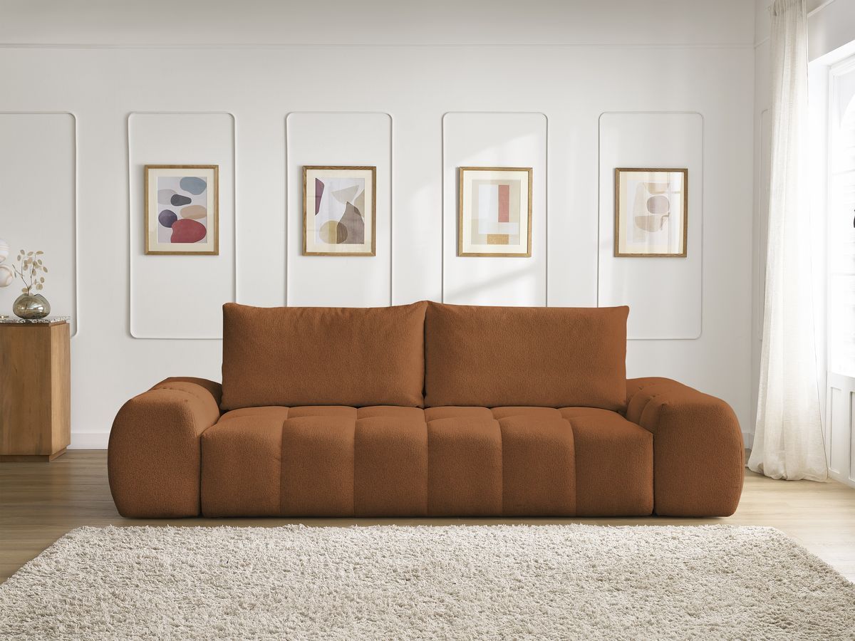 Bobochic Everest Sofa 3-Sitzer, 2 Kissen Melange-Stoff Orange